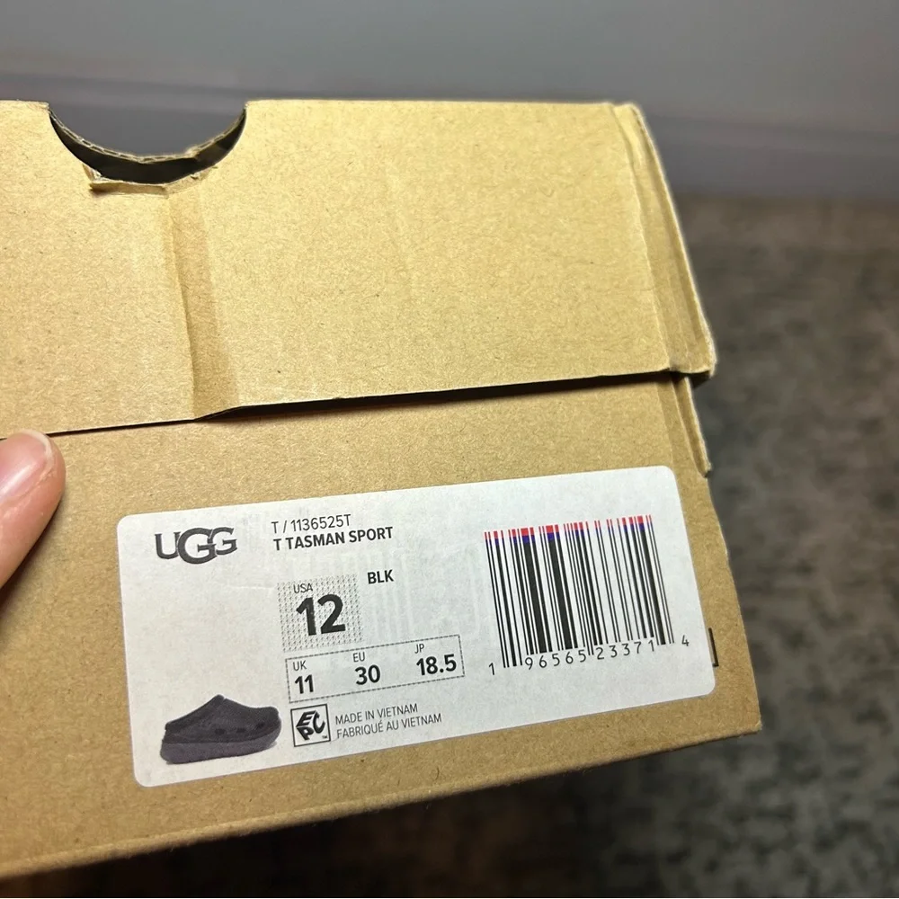 NWT Ugg Black Tasman Sport Slip-On Shoes Size 12 Girls